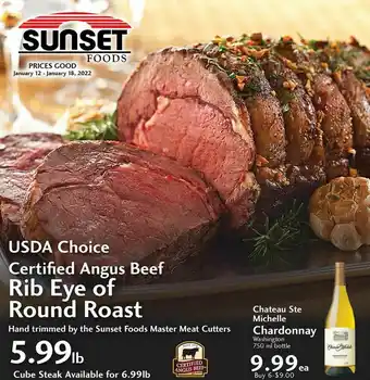 Sunset Foods Angus Beef Rib Eye Of Round Roast offer