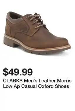 Marshalls CLARKS Men's Leather Morris Low Ap Casual Oxford Shoes offer