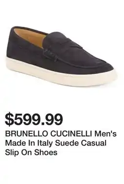 Marshalls BRUNELLO CUCINELLI Men's Made In Italy Suede Casual Slip On Shoes offer