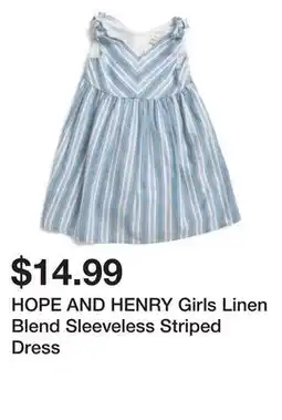 Marshalls HOPE AND HENRY Girls Linen Blend Sleeveless Striped Dress offer