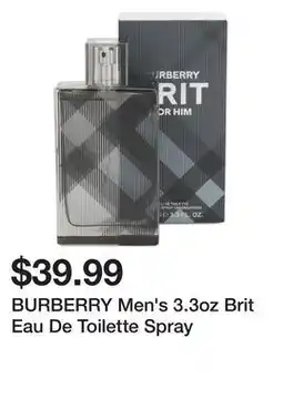 Marshalls BURBERRY Men's 3.3oz Brit Eau De Toilette Spray offer