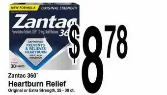 Super Saver Zantac 360° Heartburn Relief Original Or Extra Strength offer