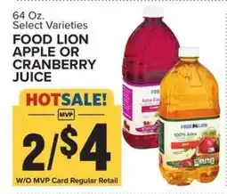 Food Lion FOOD LION APPLE OR CRANBERRY JUICE offer