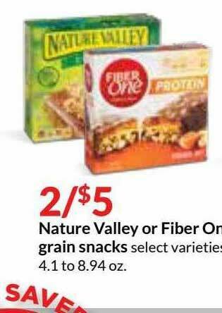 Hy-Vee Nature Valley Or Fiber One Grain Snacks offer