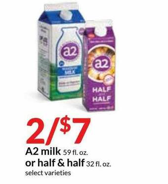Hy-Vee A2 Milk Or Half & Half offer