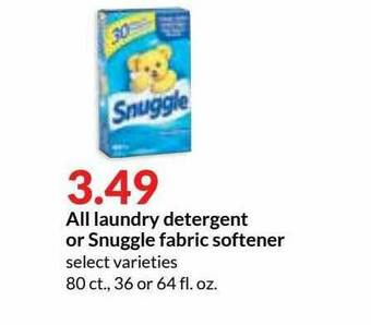 Hy-Vee All Laundry Detergent Or Snuggle Fabric Softener offer