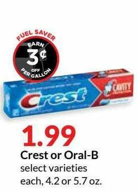 Hy-Vee Crest Or Oral-b offer