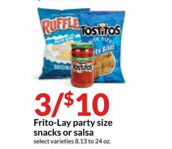 Hy-Vee Frito-Lay Party Size Snacks Or Salsa offer