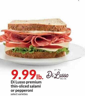 Hy-Vee Di Lusso Premium Thin-sliced Salami Or Pepperoni offer