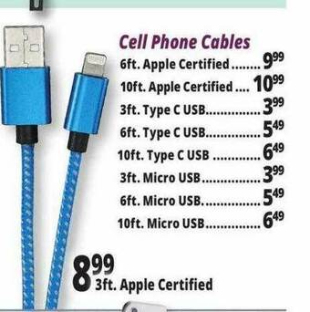 Ocean State Job Lot Cell Phone Cables offer