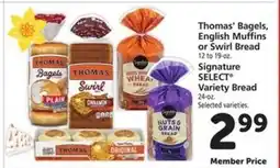 Safeway Thomas’ Bagels, English Muffins or Swirl Bread offer