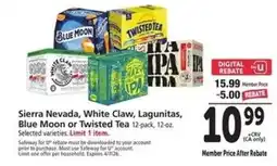 Safeway Sierra Nevada, White Claw, Lagunitas, Blue Moon or Twisted Tea offer