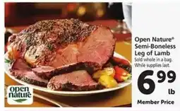 Safeway Open Nature Semi-Boneless Leg of Lamb offer