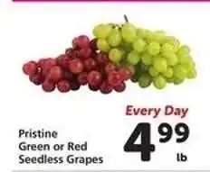 Safeway Pristine Green or Red Seedless Grapes offer