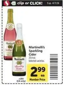 Safeway Martinelli's Sparkling Cider offer