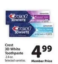 Safeway Crest 3D White Toothpaste offer