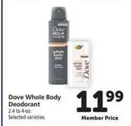 Safeway Dove Whole Body Deodorant offer