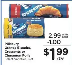 Kroger Pillsbury Grands Biscuits, Crescents or Cinnamon Rolls offer