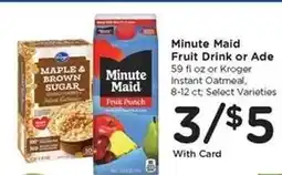 Kroger Minute Maid Fruit Drink or Ade offer