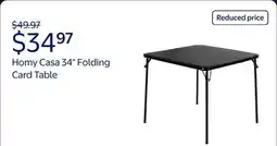 Walmart Homy Casa 34 Folding Card Table, Portable Table for Dining, Camping, or Game Night, Black offer