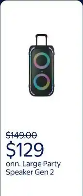Walmart onn Large Party Speaker Gen 2 with LED Lighting offer