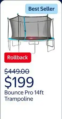 Walmart Bounce Pro 14ft Trampoline with Flash Lite Zone offer