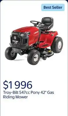 Walmart Troy-Bilt 547cc Pony 42 Gas Riding Lawn Mower, 13A877BS066 offer