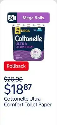 Walmart Cottonelle Ultra Comfort Toilet Paper, Soft Toilet Tissue offer