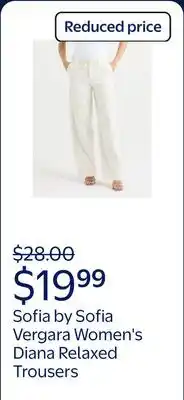 Walmart Sofia by Sofia Vergara Women's and Women's Plus Size Diana Relaxed Trousers, 30.5 Inseam offer
