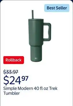 Walmart Simple Modern 40 fl oz Insulated Stainless Steel Trek Tumbler with Straw Lid | Forest offer