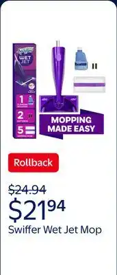 Walmart Swiffer Wet Jet Mop, Floor Cleaner for Mopping Wood, Laminate, Tile, Cleaning Set, Fresh Scent offer
