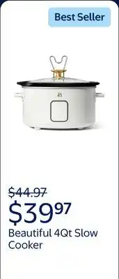 Walmart Beautiful 4Qt Slow Cooker with Touch-Activated Display, White Icing by Drew Barrymore offer