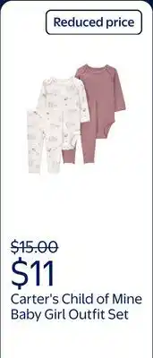 Walmart Carter's Child of Mine Baby Girl Outfit Set offer