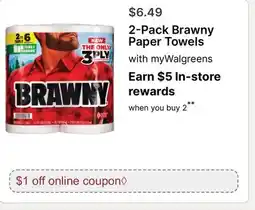 Walgreens 2-Pack Brawny Paper Towels offer