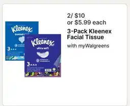 Walgreens 3-Pack Kleenex Facial Tissue offer