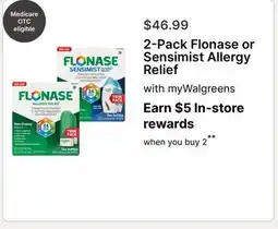 Walgreens 2-Pack Flonase or Sensimist Allergy Relief offer