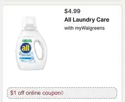 Walgreens All Laundry Care offer