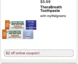 Walgreens TheraBreath Toothpaste offer
