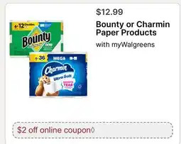 Walgreens Bounty or Charmin Paper Products offer