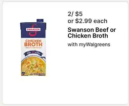 Walgreens Swanson Beef or Chicken Broth offer