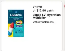 Walgreens Liquid I. V. Hydration Multiplier offer