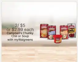 Walgreens Campbell's Chunky Chili or Soup offer