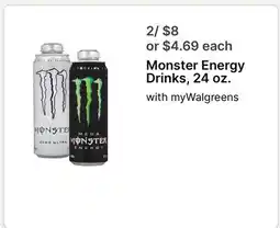 Walgreens Monster Energy Drinks, 24 oz offer