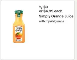 Walgreens Simply Orange Juice offer