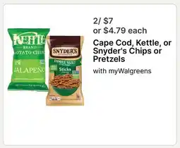 Walgreens Cape Cod, Kettle, or Snyder's Chips or Pretzels offer