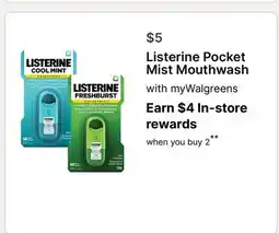 Walgreens Listerine Pocket Mist Mouthwash offer