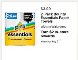 Walgreens 2-Pack Bounty Essentials Paper Towels offer