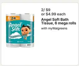 Walgreens Angel Soft Bath Tissue, 6 mega rolls offer