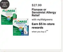 Walgreens Flonase or Sensimist Allergy Relief offer
