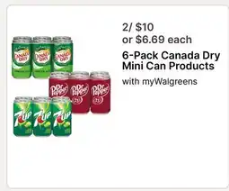 Walgreens 6-Pack Canada Dry Mini Can Products offer
